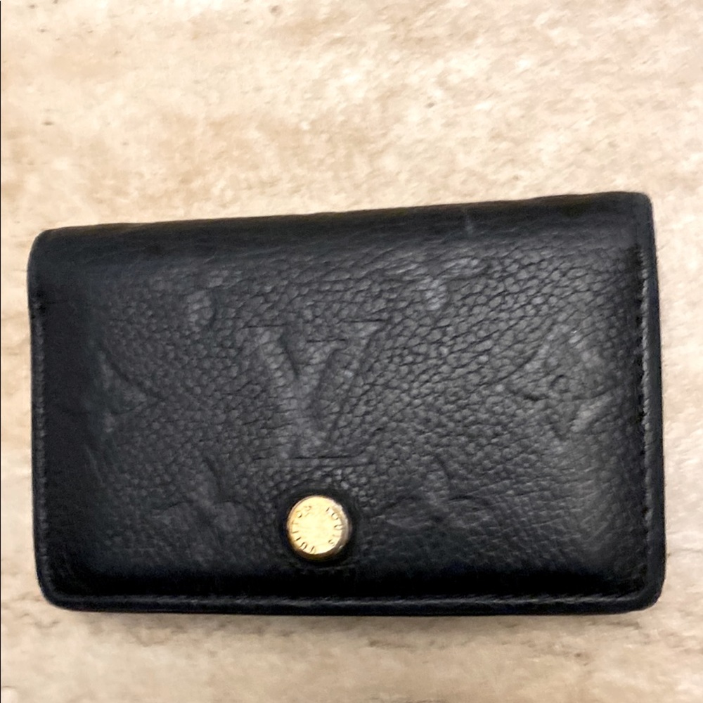LOUIS VUITTON Black Monogram Empreinte Leather Multicartes Wallet with COA